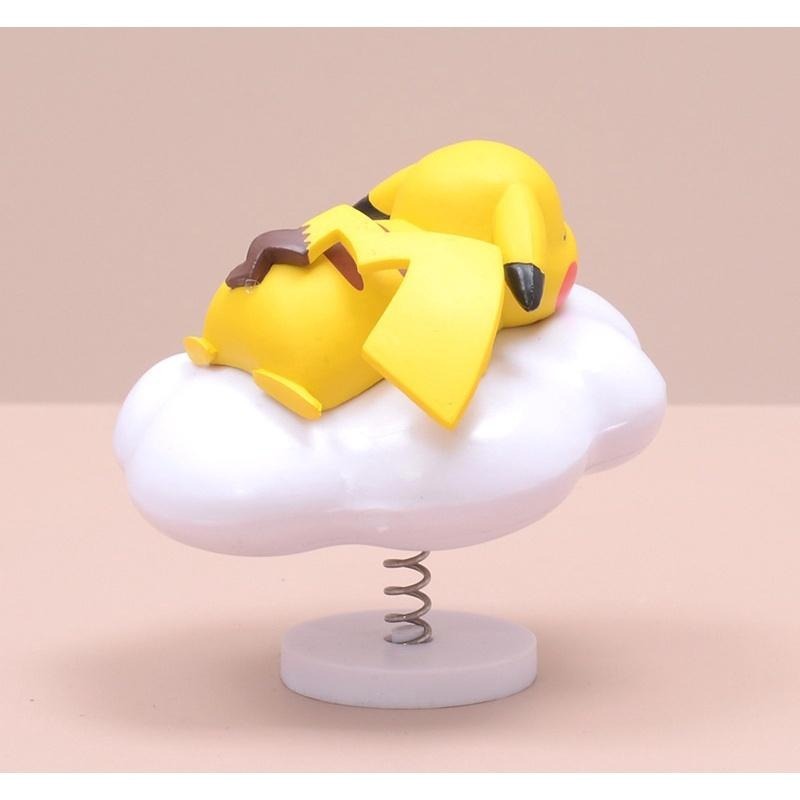 現貨【多米諾】皮卡丘 彈簧搖擺 搖頭 可愛 雲朵 寶可夢 神奇寶貝 口袋怪獸 精靈 公仔 模型 玩具 雕像-細節圖2