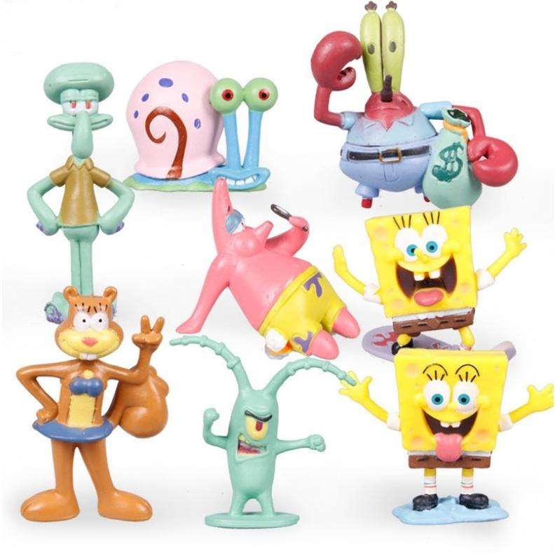 【多米諾】8款 海綿寶寶 章魚哥 皮老闆 派大星 蟹老闆 深海大鳳梨 公仔 Q版 造型蛋糕 可愛 模型 裝飾-細節圖5