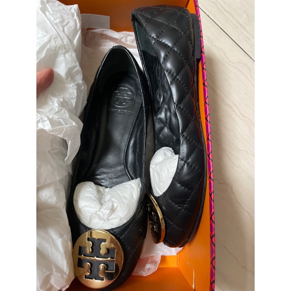 九成新 美國買回 Tory Burch 黑色格紋女鞋 US6-細節圖2