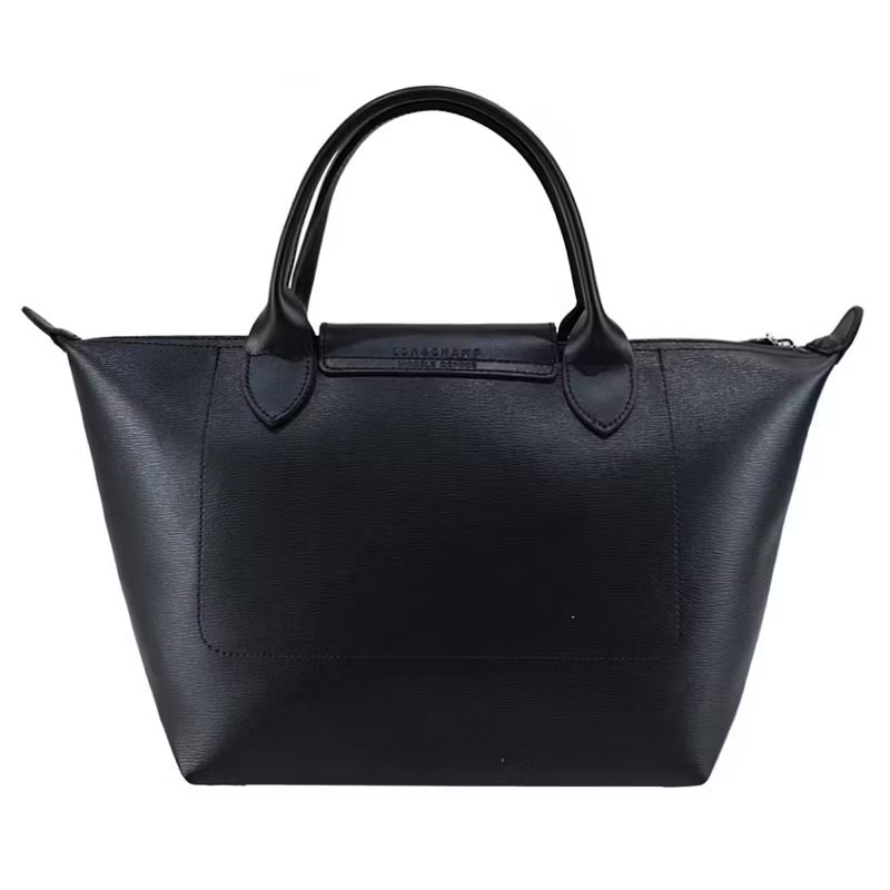 全新longchamp 深藍皮革二用水餃包-細節圖2