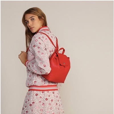 全新 Longchamp 小羊皮 後背包 深藍色-細節圖5