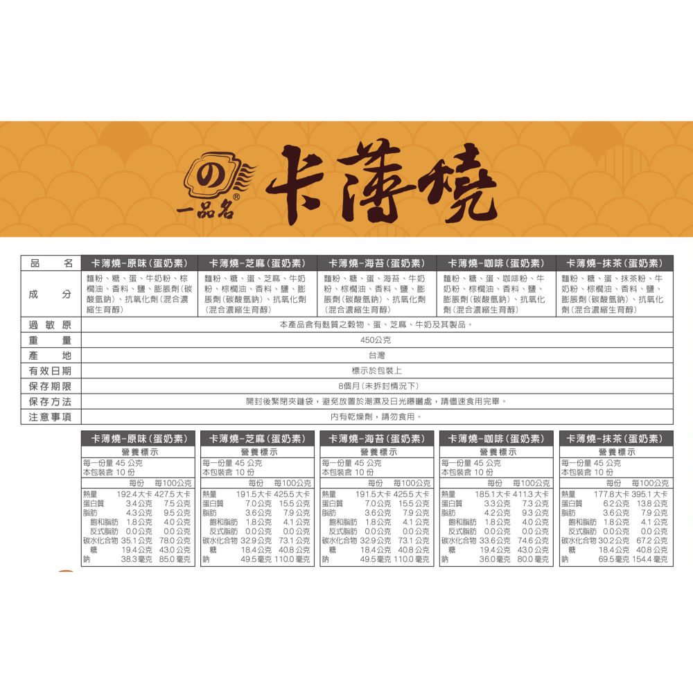 【一品名】卡薄燒經濟包(原味/芝麻/海苔/咖啡)/卡薄燒邊很脆(原味)(蛋奶素)-細節圖4