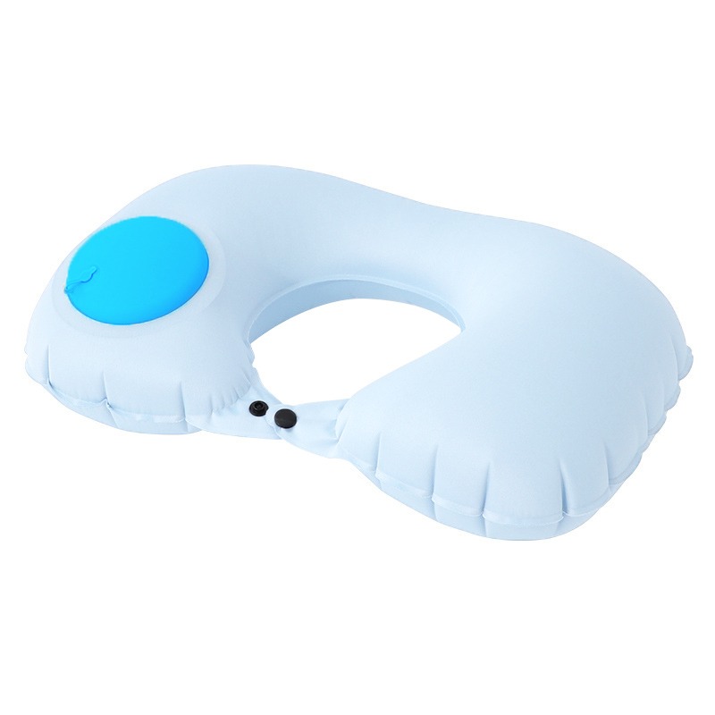 按壓式充氣U型枕 超親膚牛奶絲材質 頸枕 飛機枕 旅行頸枕 按壓式充氣 好收納 可折疊 按壓式汽車枕-規格圖1