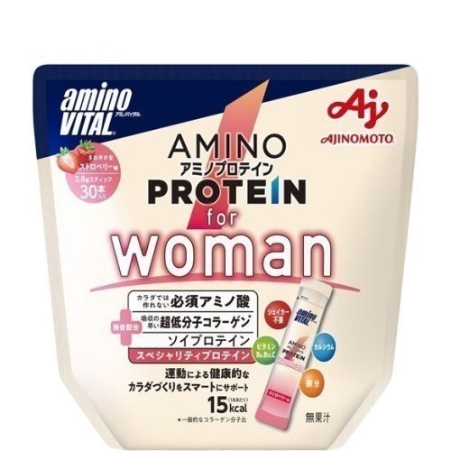 [千兒代購]現貨 日本味之素 amino VITAL 女性專用胺基酸乳清蛋白粉EAA 膠原蛋白 大豆蛋白 草莓口味-細節圖2