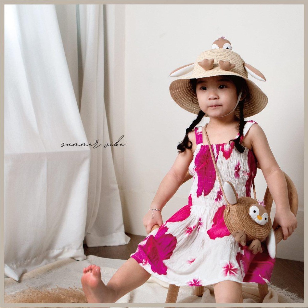 兒童草編包側背包小企鵝藤編包-藍綠色-細節圖3