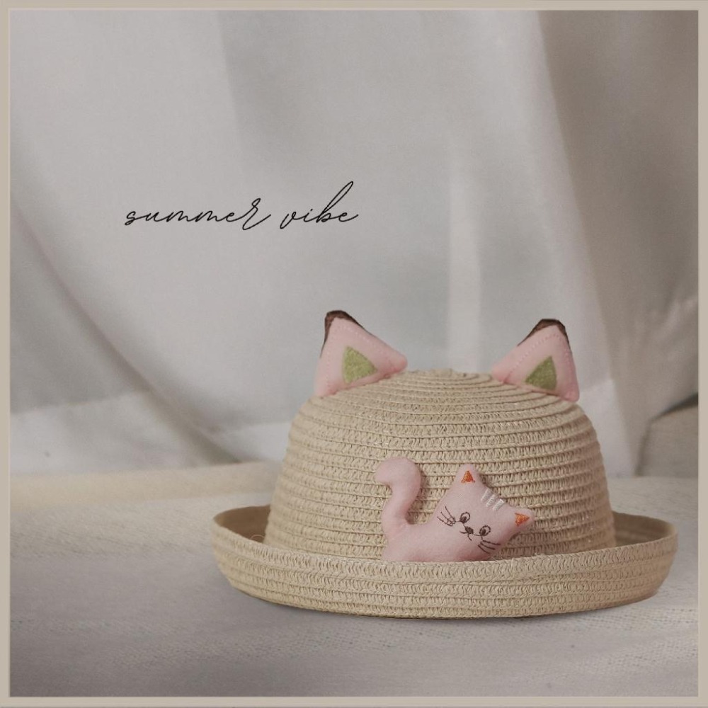 兒童藤編帽小貓咪藤編帽-細節圖3