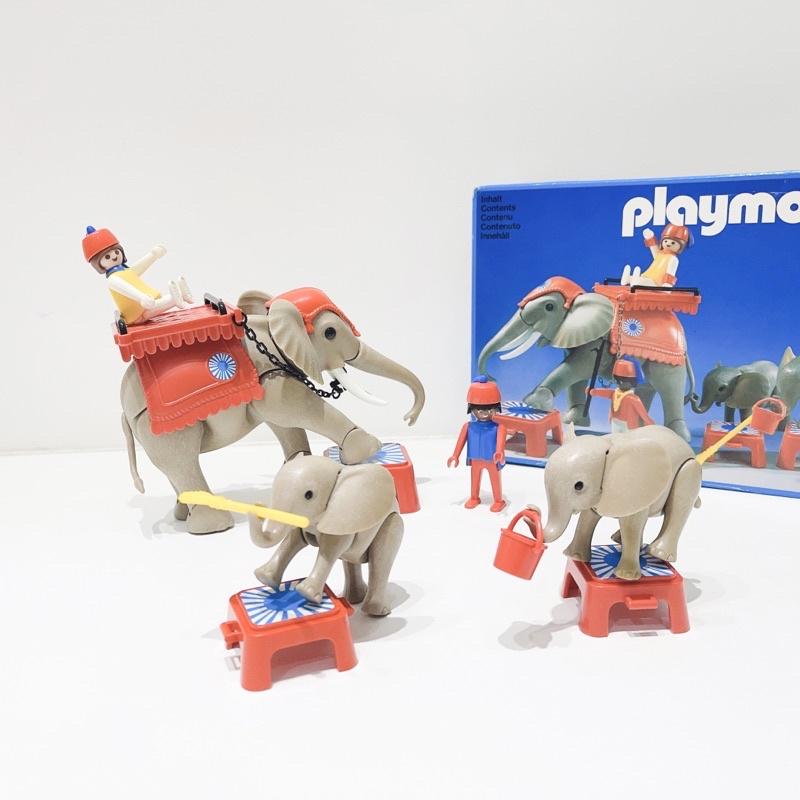 1981 Playmobil 摩比 3519 馬戲團大象訓練師 老模 收藏品 老象 水桶 掃把 馬戲團 站立台-細節圖2