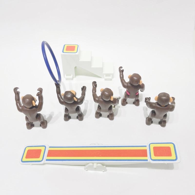 Playmobil 摩比 猴子馬戲團 樓梯 翹翹板 尿布 小喇叭 圓環 5隻小猴子-細節圖2