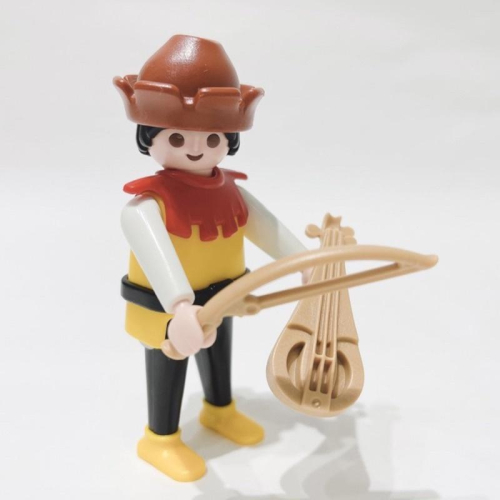 Playmobil 中世紀樂手 維多利亞時代 小丑領 管絃樂器 黑色腰帶 黃色上衣