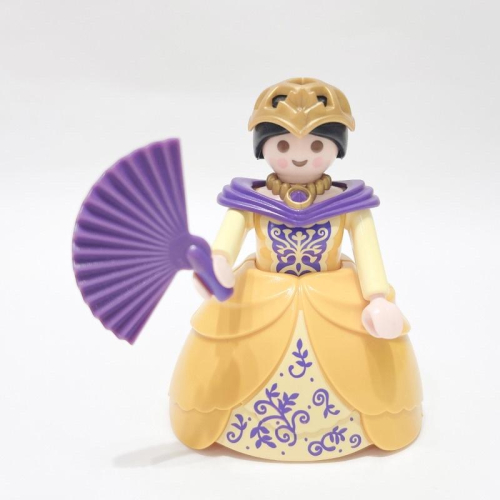 2007 Playmobil 摩比 4657 盒裝皇后 金色頭紗 黃色澎裙 紫色扇子 鵝黃色蝴蝶結