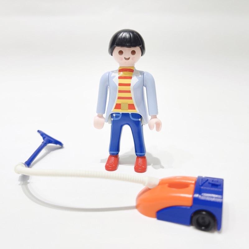 2001 Playmobil 摩比 4588 家政婦 女傭 幫傭 吸塵器 黑色馬尾 紅色蝴蝶結-細節圖2