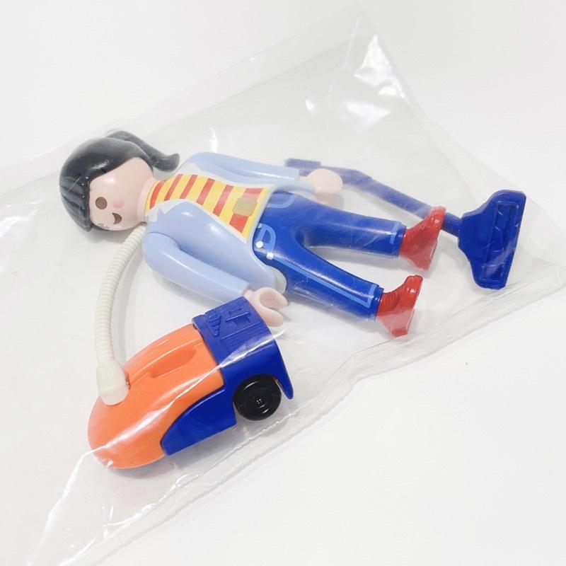 2001 Playmobil 摩比 4588 家政婦 女傭 幫傭 吸塵器 黑色馬尾 紅色蝴蝶結-細節圖4
