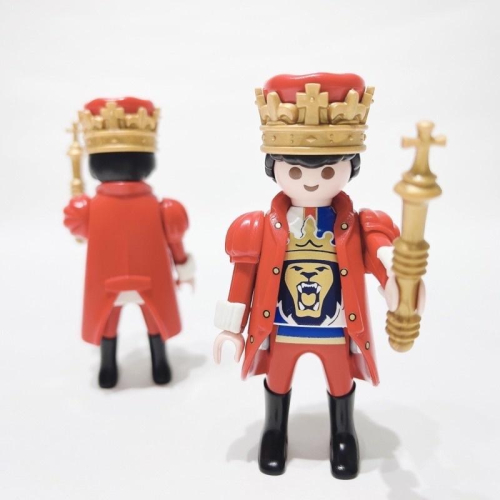 2020 Playmobil 人偶包18代 70369 獅子國 國王 紅色泡泡肩 白色袖套 權杖 皇冠 背心