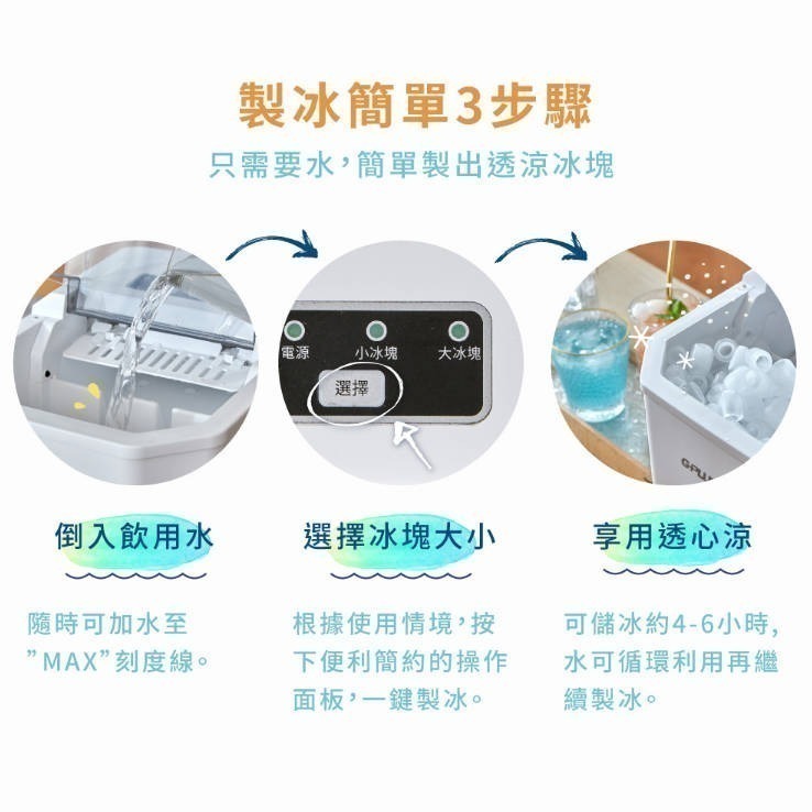 公司貨附發票 G-PLUS製冰機 小冰塊微電腦自動製冰機  GP-IM01 大小冰塊可調 長效保冰 大容量儲冰 露營-細節圖5