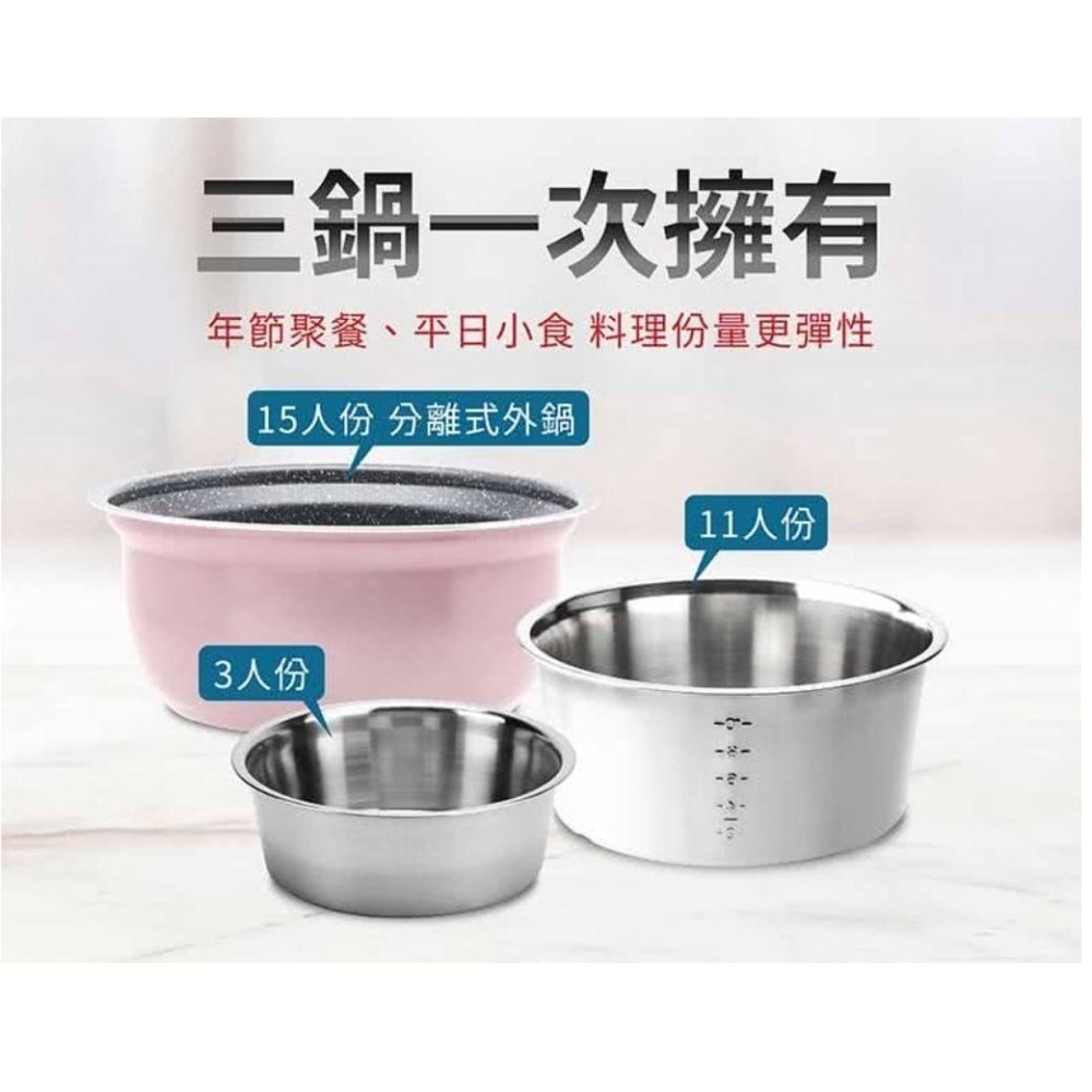 【CookPower 】鍋寶 萬用316分離式電鍋-11人份電鍋 煮飯鍋 電飯鍋 電飯ER-1151GR-1-細節圖10