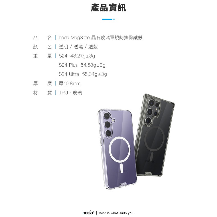 【Hoda】晶石玻璃防摔殼Magsafe Samsung s24系列 S24+軍規防摔殼 S24ULTRA手機殼-細節圖3