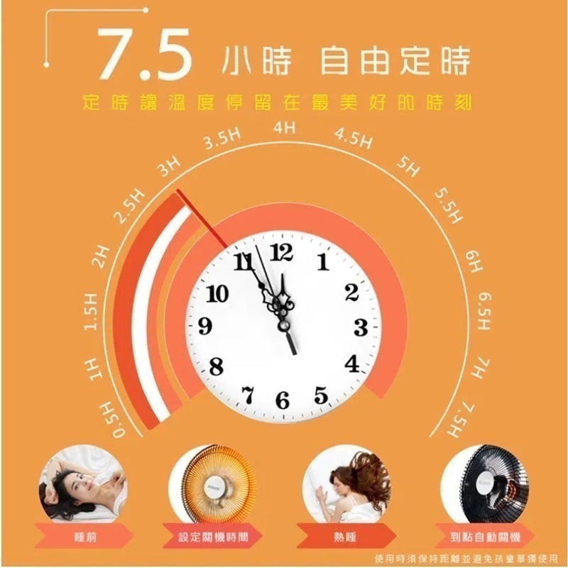 【HERAN 禾聯】14吋碳素定時電暖器 HHF-80CK020(R) 擺頭 瞬熱 定時 碳素電暖器 電暖器-細節圖6