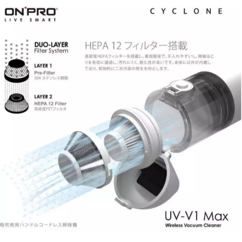 ONPRO UV-V1 Max第三代吹吸兩用無線吸塵器-細節圖5