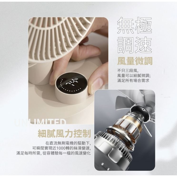 免運SOTHING⚡向物 桌面搖頭風扇 羽 智能數顯 USB充電 低噪音 長效續航 無極調速 禮物 居家辦公 原廠正品-細節圖4