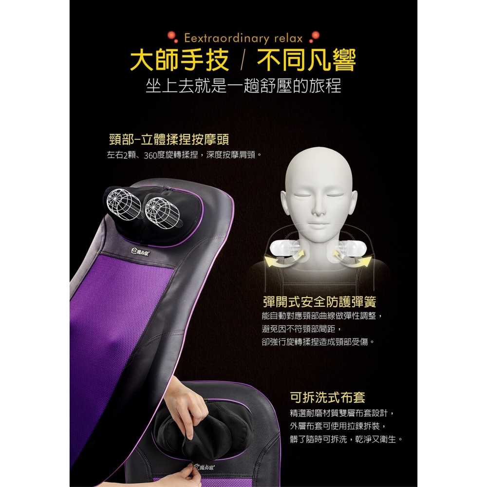 MOLIJIA魔力家⚡️M619 摩術大師-頸背多功能按摩椅墊 BY060019 溫感加熱 背部按摩 頸肩按摩 指壓推拿-細節圖7