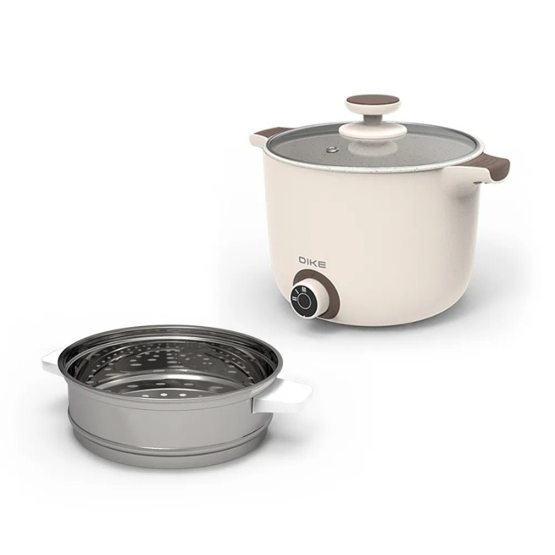 DIKE⚡️HKE101 雙耳造型陶瓷蒸煮美食鍋 1.2L美食鍋 多功能電火鍋 租屋族必備 快煮鍋 蒸鍋 火烤兩用鍋-細節圖2