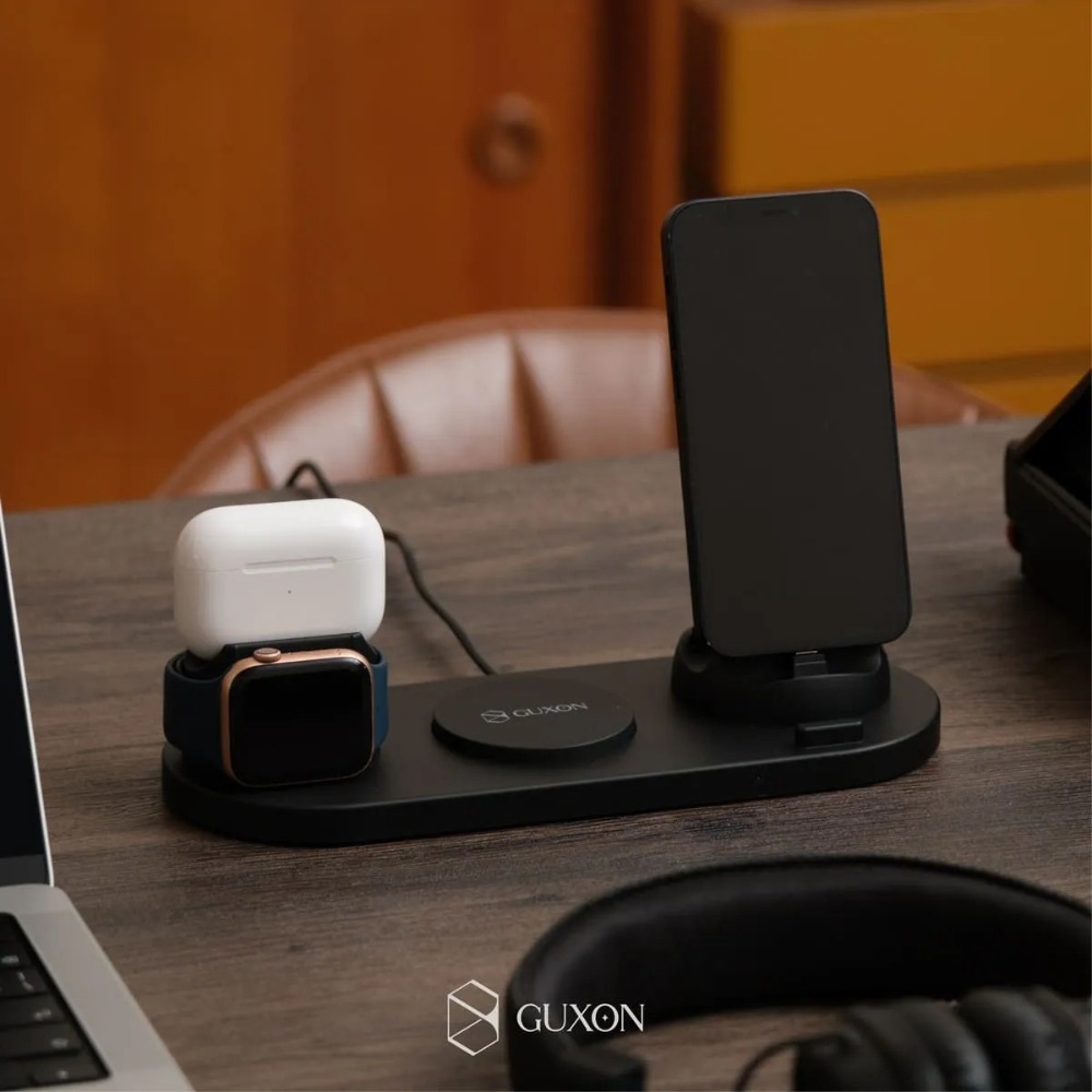 GUXON古尚⚡️六合一無線充電盤_GX07C 無線充電 可充手錶/耳機Airpods QC3.0快充 安卓蘋果通通可充-規格圖11