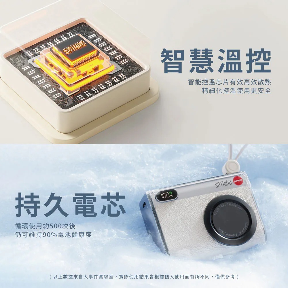 SOTHING 向物⚡小相機行動電源 10000mAh WH可上飛機 雙頭 行充 口袋行動電源 自帶快充線 充電-細節圖8