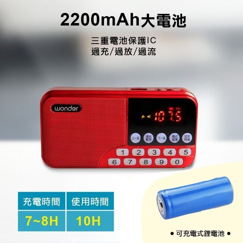 WONDER旺德⚡️藍牙/USB/TF/收音機 WS-T039U 多功能播放器 藍芽收音機 迷你音響 收音機 音樂播放器-細節圖7