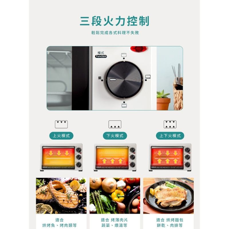 HERAN禾聯⚡️20L機械式電烤箱_HEO-20GL030 雙層玻璃門烤箱 烤箱 電烤箱 三段火力-細節圖7