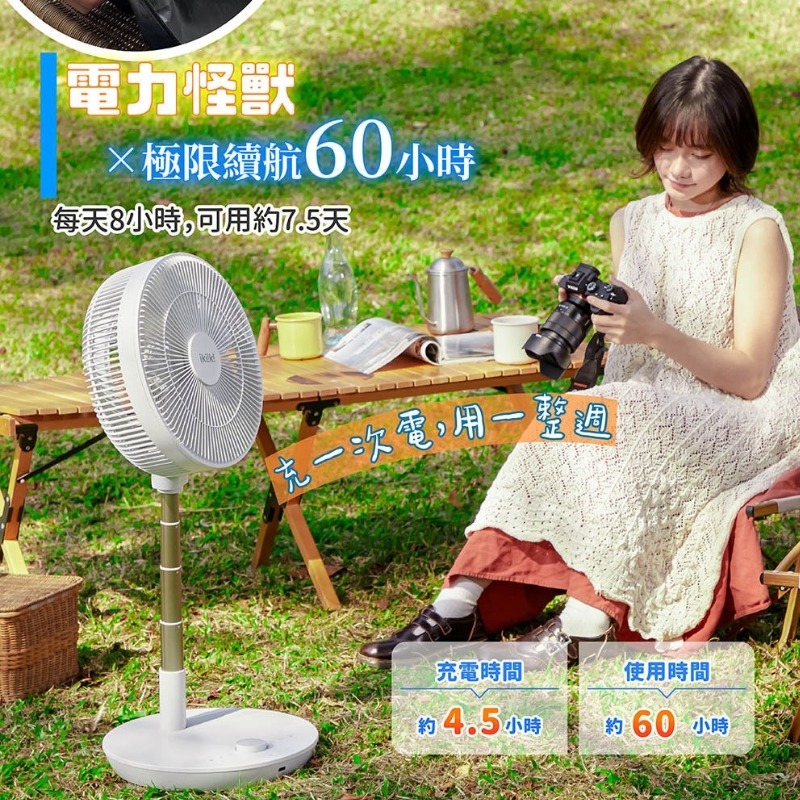 ikiiki 伊崎⚡️14吋充電式摺疊桌立扇_IK-EF7101 折疊桌立扇 露營風扇 DC風扇 60小時超續航 大風量-細節圖4