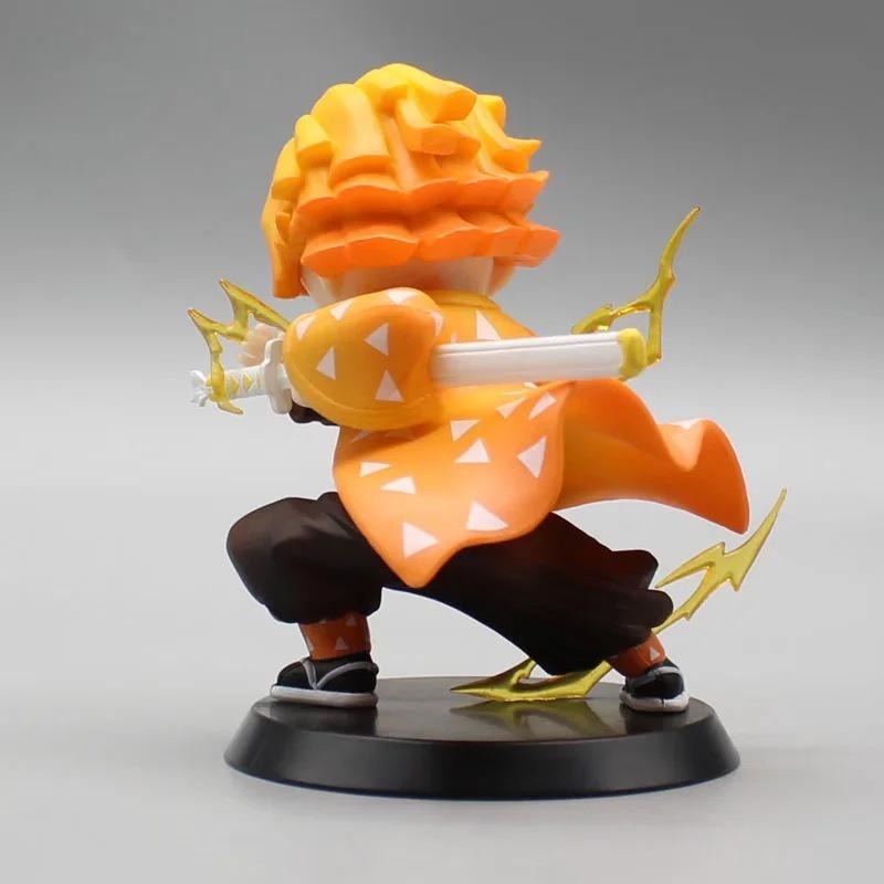 【軸心萌兔】鬼滅之刃 我妻善逸 雷之呼吸 戰鬥 特效 GK Q版可愛 玩具 公仔 模型 雕像 霹靂一閃 裝飾 禮品-細節圖4