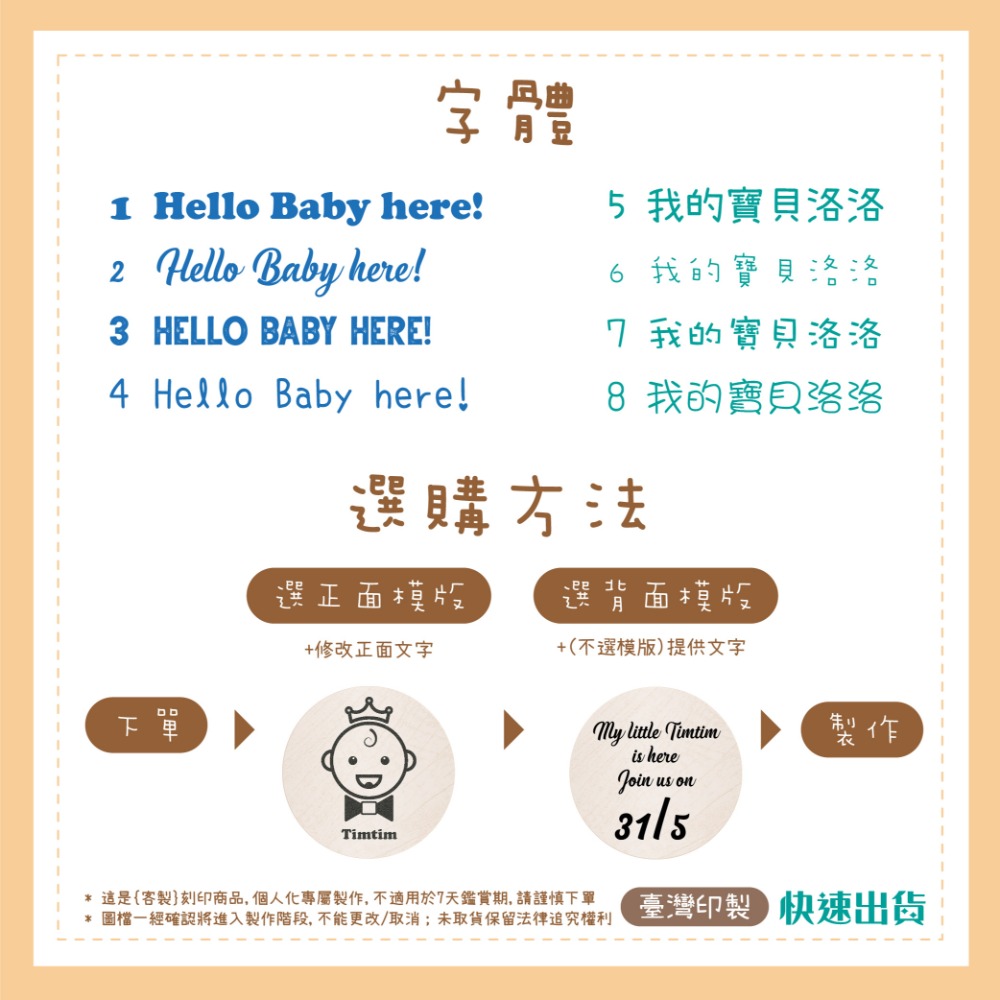 客製 寶寶 Baby 出生木牌/生日木牌-細節圖3