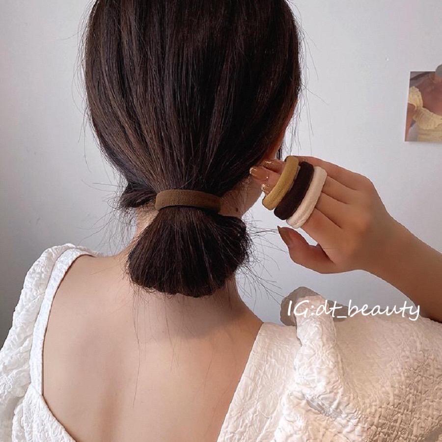 現貨 高彈性髮圈 莫迪色髮圈 黑色髮圈 橡皮筋 女紮 髮束 加粗高彈 髪圈 簡約 髮飾 造型髮圈 髪飾-細節圖4