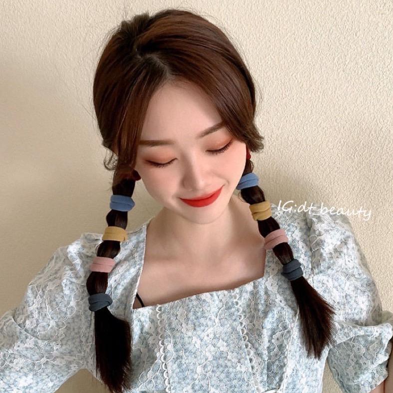 現貨 高彈性髮圈 莫迪色髮圈 黑色髮圈 橡皮筋 女紮 髮束 加粗高彈 髪圈 簡約 髮飾 造型髮圈 髪飾-細節圖5