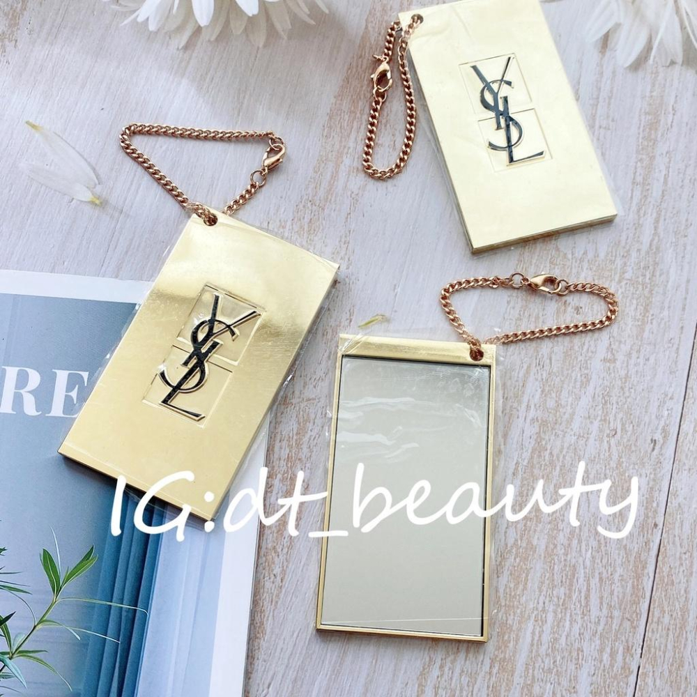 YSL 鏡子 金色鏡子 化妝鏡 鏡子 吊飾鏡子 YSL鏡子 隨身鏡子 折疊鏡 化妝鏡 立鏡 摺疊鏡 隨身鏡-細節圖3