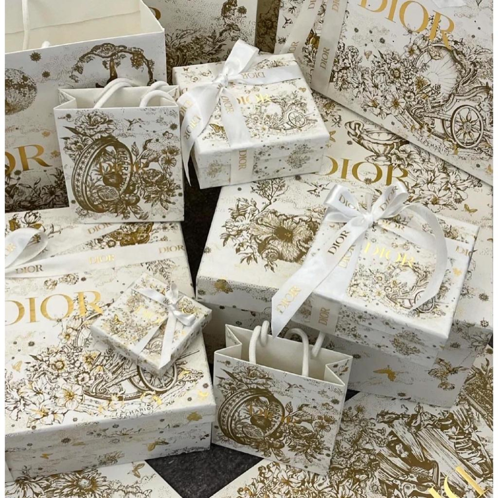 現貨 dior 精品 紙袋 精品櫃紙袋 專櫃紙袋 dior紙袋 dior 手提袋 緞帶 精品櫃 白金紙袋 聖誕紙袋-細節圖6