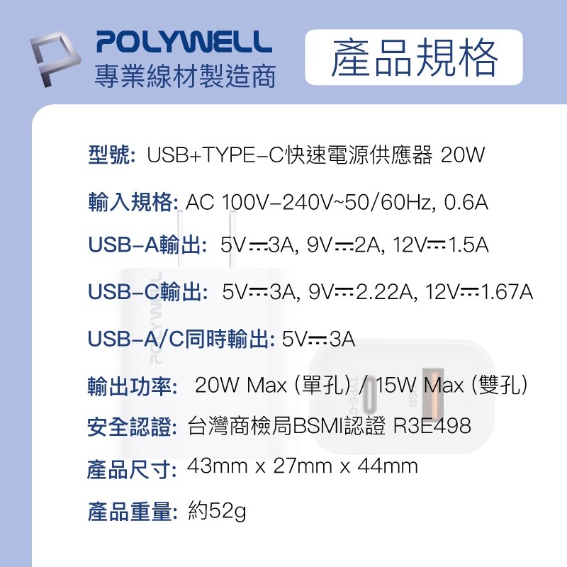 ※八戒批發※ 白色雙孔快充頭 30W 20W Type-C充電器 豆腐頭 適用蘋果iPhone快充 快充頭 寶利威爾-細節圖8