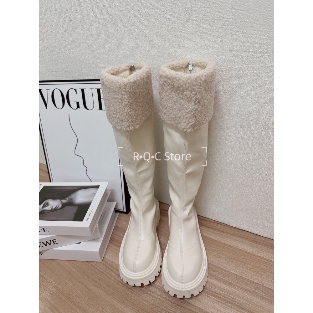 羊羔毛造型騎士長靴-細節圖3