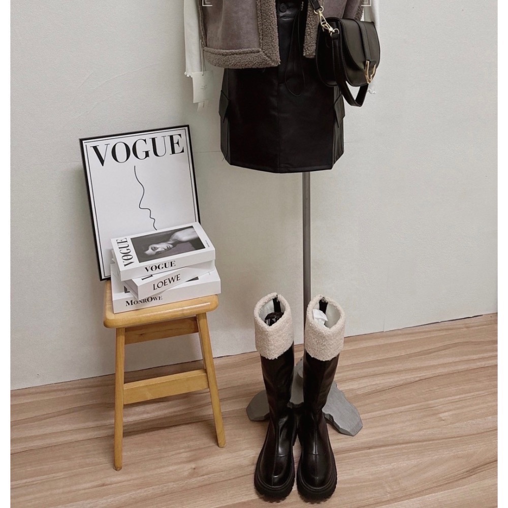 羊羔毛造型騎士長靴-細節圖4