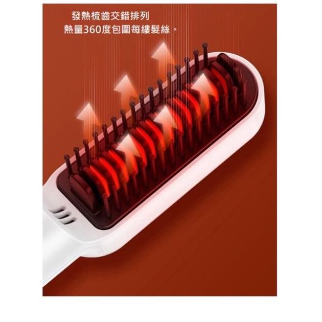 USB無線充電式 出國攜帶直捲兩用直髮梳 捲髮造型梳 充電捲髮直發 兩用髮梳 頭髮拉直器-細節圖5