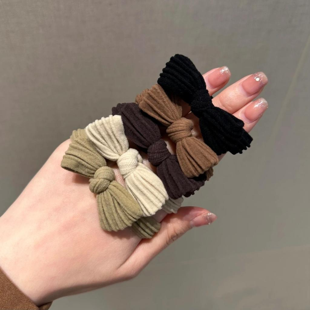 蝴蝶結髮繩 高馬尾髮圈 【10入】原創設計簡約百搭 不傷頭髮飾 高馬尾頭繩 高彈力加粗 橡皮筋髮圈-細節圖6