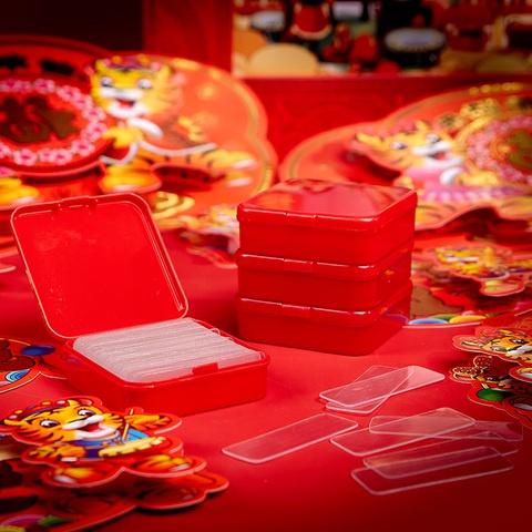 萬用雙面膠【60片／盒】春聯雙面對聯透明無痕貼 春聯貼 對聯專業無痕透明膠帶 不留膠的膠帶無痕膠貼 相框地墊納米膠-細節圖2