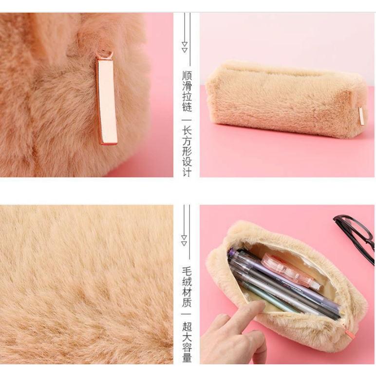 毛絨筆袋 化妝包 筆袋 少女心學生簡約 收納袋 韓版創意筆盒 小清新可愛女孩毛絨 八角筆袋 少女心 學生簡約收納袋-細節圖5