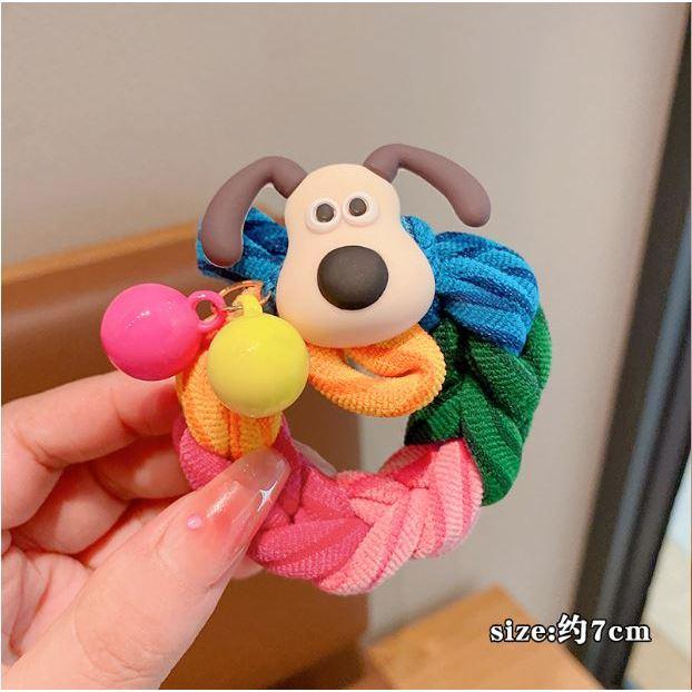 卡通可愛無敵狗狗加粗彩虹髮圈 女高彈性 紮頭髮 髮繩 丸子頭髮圈-細節圖3