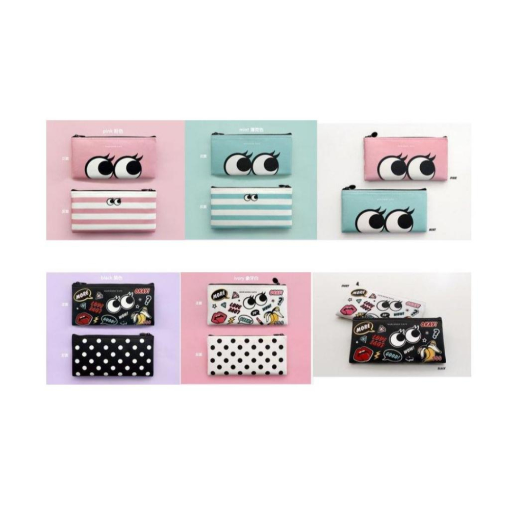 大眼筆袋-出清 韓國創意文具可愛卡通 仿皮便攜筆袋 小文具包 收納袋 化妝包-細節圖2
