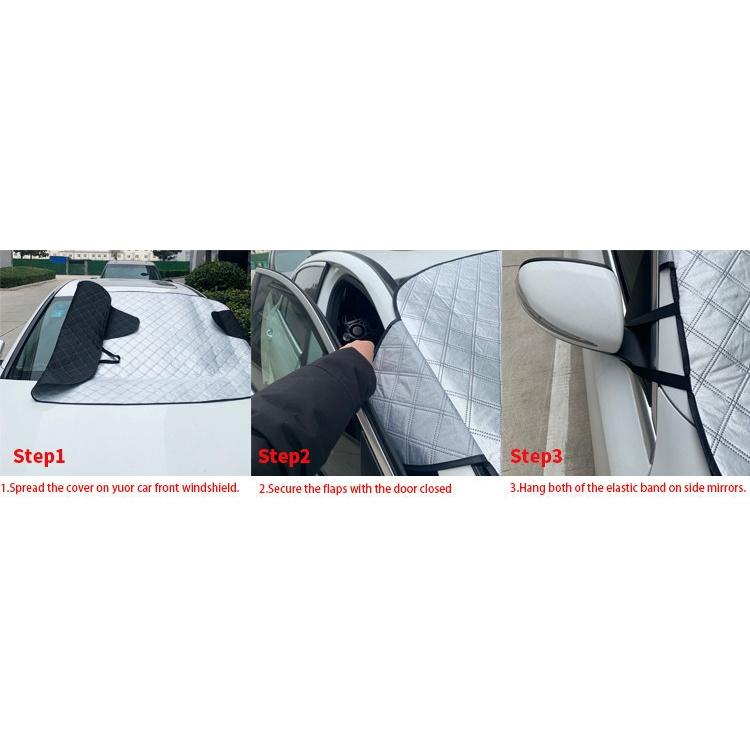 汽車遮陽罩 雪擋罩 汽車前擋風玻璃罩 隔熱磁性雪擋 9個磁鐵 帶後視鏡罩 加厚款雪擋 雪地-細節圖7