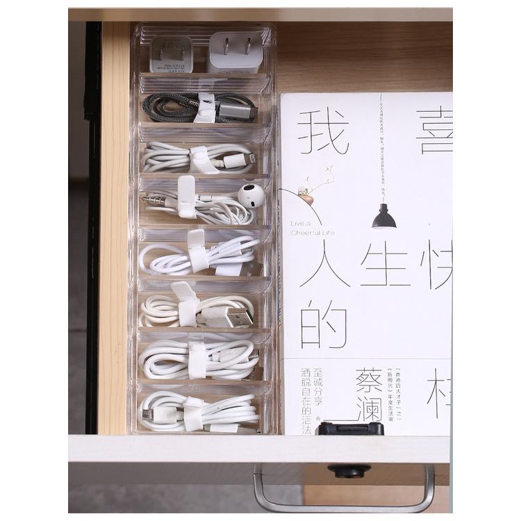 韓國透明抽屜式整理盒 帶蓋7格桌面收納盒  數據線耳機 分隔收納盒 塑料多功能 分格儲物盒子-細節圖2