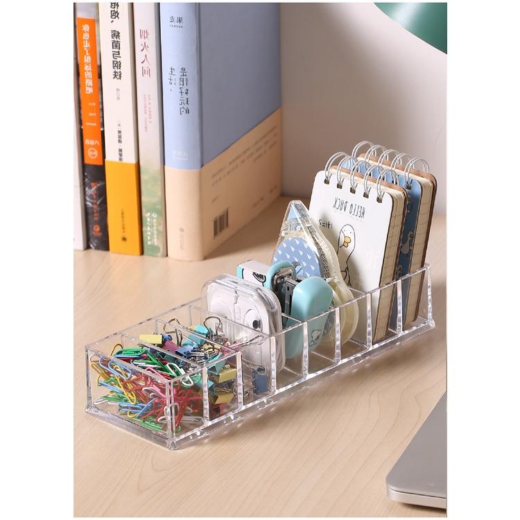 韓國透明抽屜式整理盒 帶蓋7格桌面收納盒  數據線耳機 分隔收納盒 塑料多功能 分格儲物盒子-細節圖3