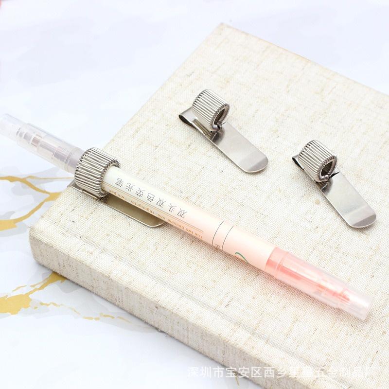 不銹鋼彈簧筆夾 固定筆扣   金屬筆夾 新款創意筆記本配件 方便攜帶 學生必備  業務專用-細節圖2