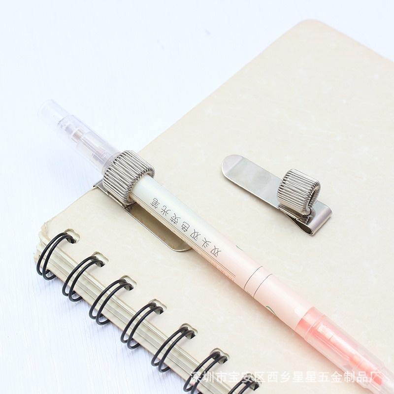 不銹鋼彈簧筆夾 固定筆扣   金屬筆夾 新款創意筆記本配件 方便攜帶 學生必備  業務專用-細節圖6